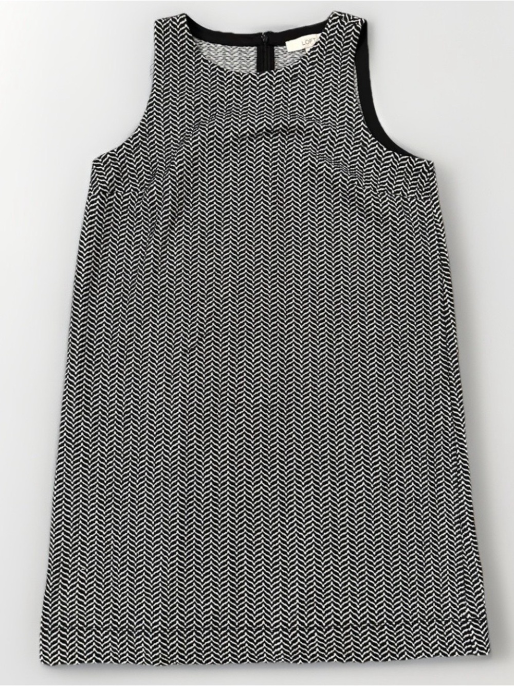 LOFT Black and White Chevron Shift Dress